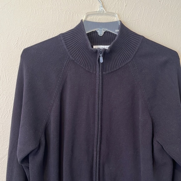 Covington black zip up sweater ribbed on bottom size XL (18) long sleeve cotton - Picture 3 of 14